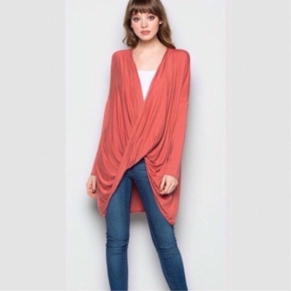 Tops - Rose Long Sleeve Draped Top Tops - Rose Long Sleeve Draped Top